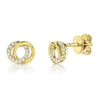 Women’s bohemian earrings-0.09CT DIAMOND LOVE KNOT CIRCLE EARRING