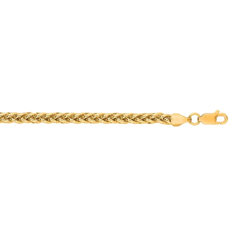 Women’s contemporary necklaces-14kt 24" Yellow Gold Lite Weigth Wheat Chain with Lobster Clasp HW080-24