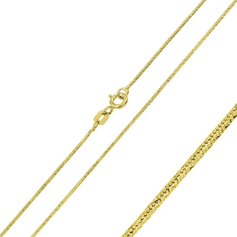 Women’s casual chain necklaces-Silver 925 Gold Plated Round Snake Slash DC Chain 0.8mm - CH357 GP