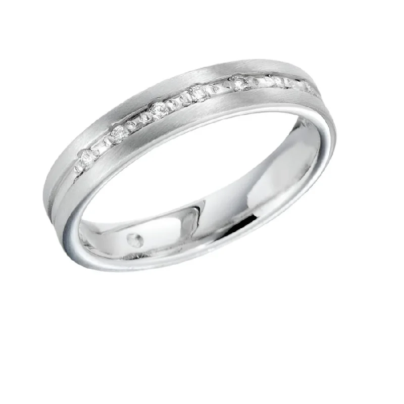 18ct White Gold Round Brilliant Cut Diamond Set Band