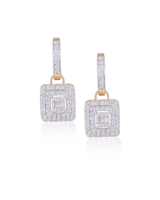 Women’s zirconia earrings-Diamond Long Earring