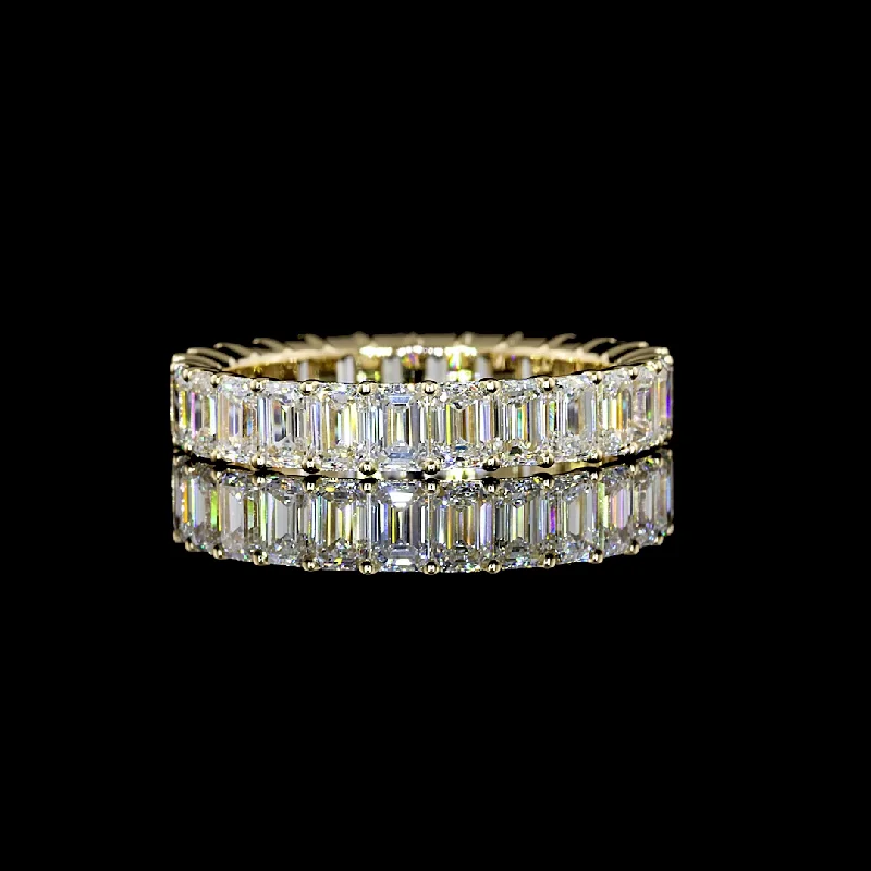 14K Yellow Gold Lab Grown Emerald Diamond Eternity Band 3.05CTW EB1040