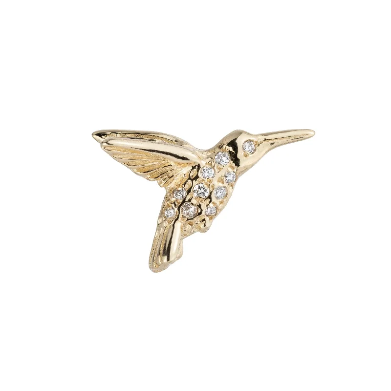 Women’s solid gold earrings-Hummingbird Earring with Diamonds