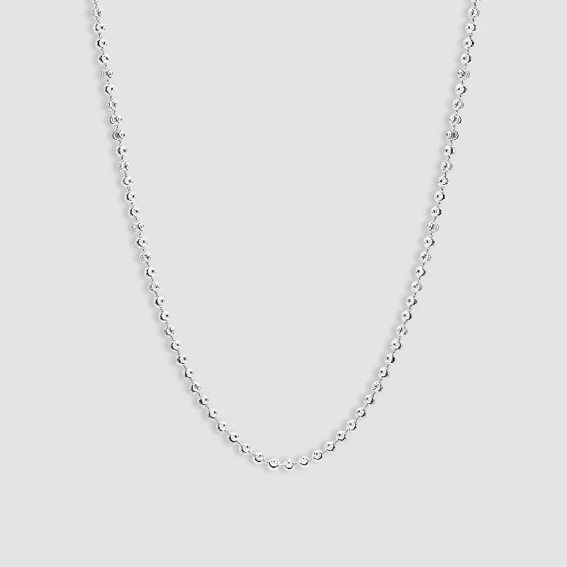 Women’s custom necklaces-Sterling Silver Moon Cut Ball Chain - 3mm