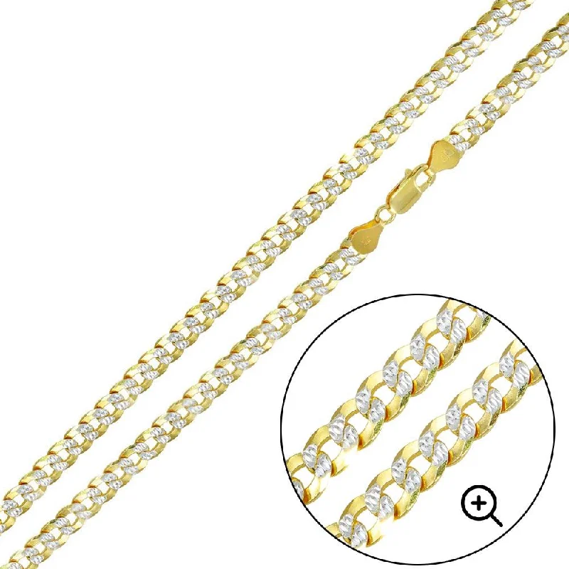 Women’s crystal necklaces-Two-Tone 925 Silver Gold Plated DC Curb Chain 5mm - CH933 GP