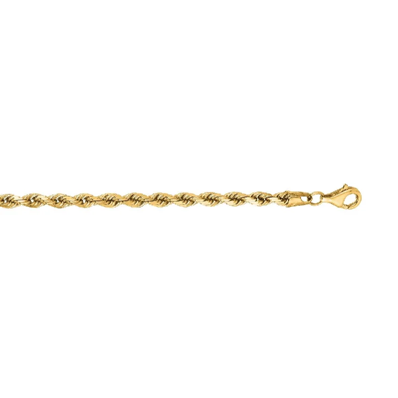 14kt 18" Yellow Gold Shiny Solid Diamond Cut Royal Rope Chain with Lobster Clasp  ROY030-18