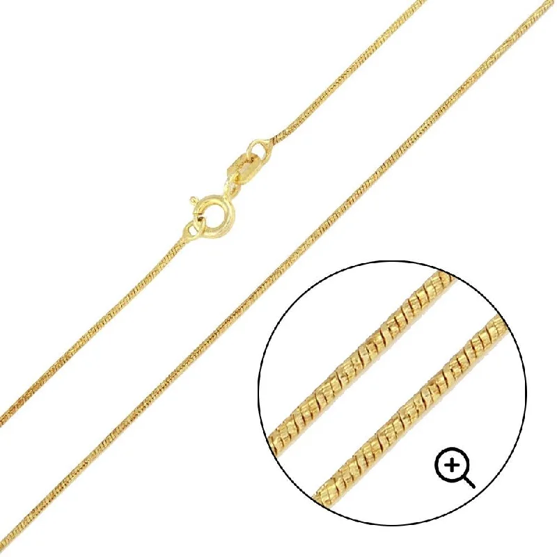 Women’s luxury gemstone necklaces-Silver 925 Gold Plated Slash Round Snake Chain 0.8mm - CH349 GP