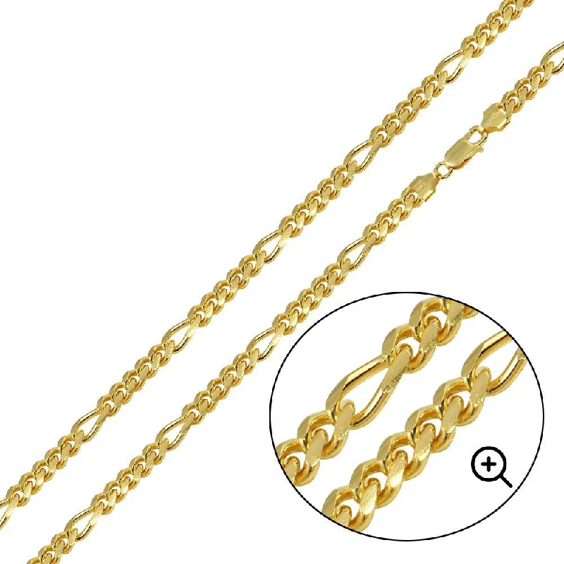 Women’s layered gold necklaces-Gold Plated 925 Sterling Silver Figaro Cuban Chain 4.9mm - CH463GP