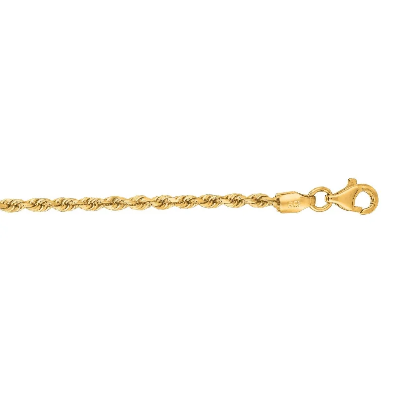 10k Yellow Gold 30 Inch 2.25mm Solid Diamond Cut Rope Chain 016ROY-30