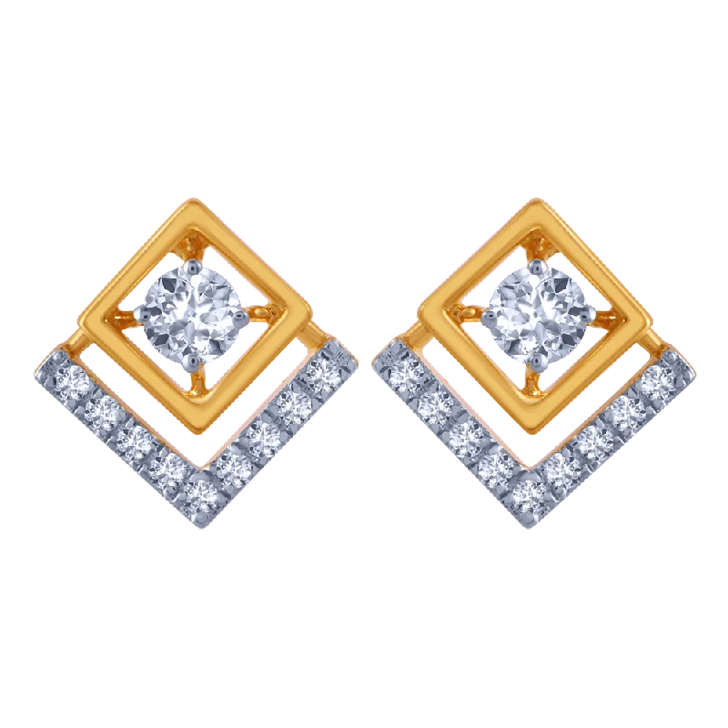 Women’s butterfly earrings-18k Square Shape Diamond Earring