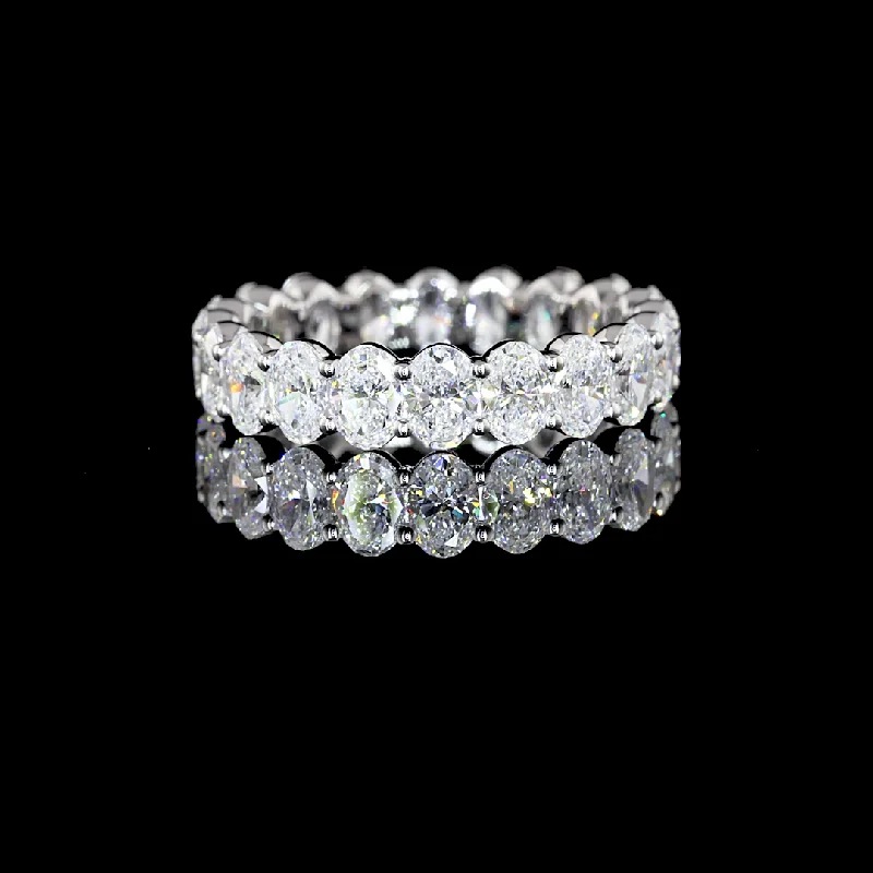 14K White Gold Lab Grown Oval Diamond Eternity Band 2.95CTW EB783