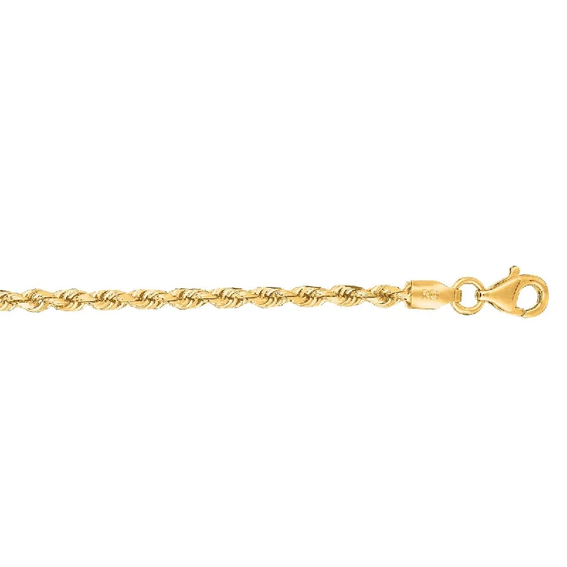 10K Yellow Gold 30 inch 2.50mm Diamond Cut Rope Chain 018ROY-30