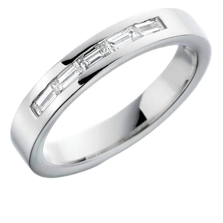 Platinum Channel Set Baguette Cut Diamond Eternity Band