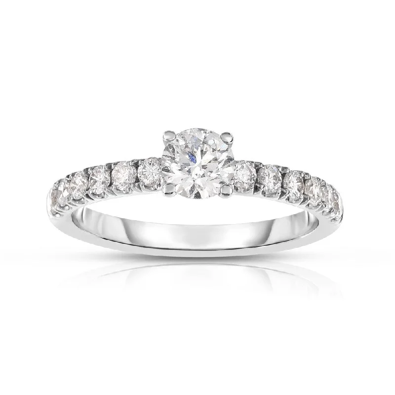 Women’s custom solitaire engagement rings-14K WHITE GOLD DIAMOND SEMI MOUNT WITH 0.43 CARAT TOTAL WEIGHT IJ COLOR SI2 CLARITY Z00164277