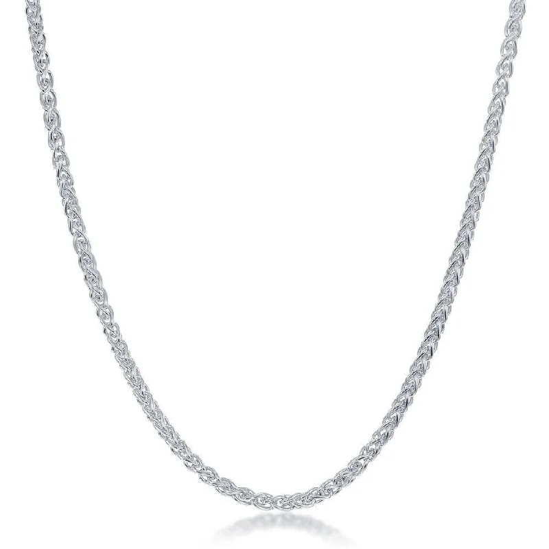 Women’s multi-strand necklaces-Sterling Silver Spiga Chain - Rhodium Plated