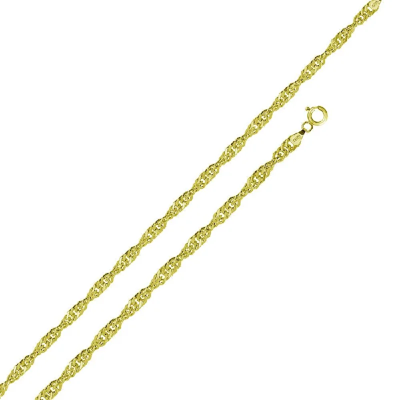 Women’s fashion statement necklaces-Gold Plated 925 Sterling Silver Singapore 025 Chain 1.5mm - CH329 GP