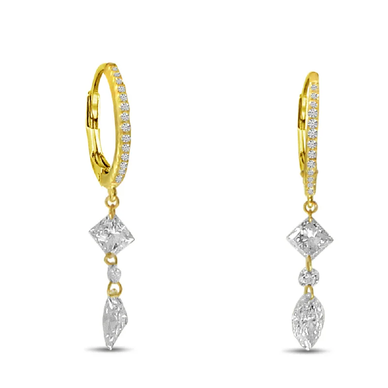 Women’s long earrings-DASHING DIAMONDS MULTI HUGGIE EARRING E10312