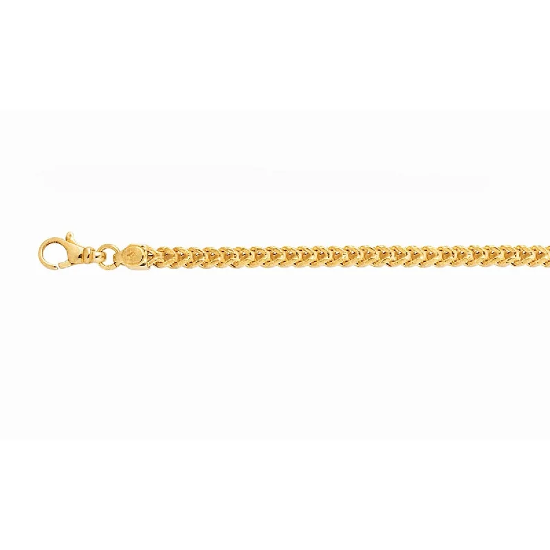 Women’s minimalist necklaces-14kt 22" Yellow Gold Square Franco Chain with Lobster Clasp SFR120-22