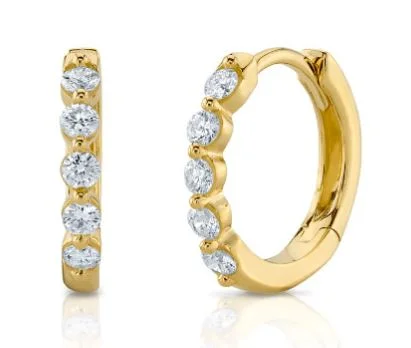 Women’s flower stud earrings-0.24CT DIAMOND HUGGIE EARRING