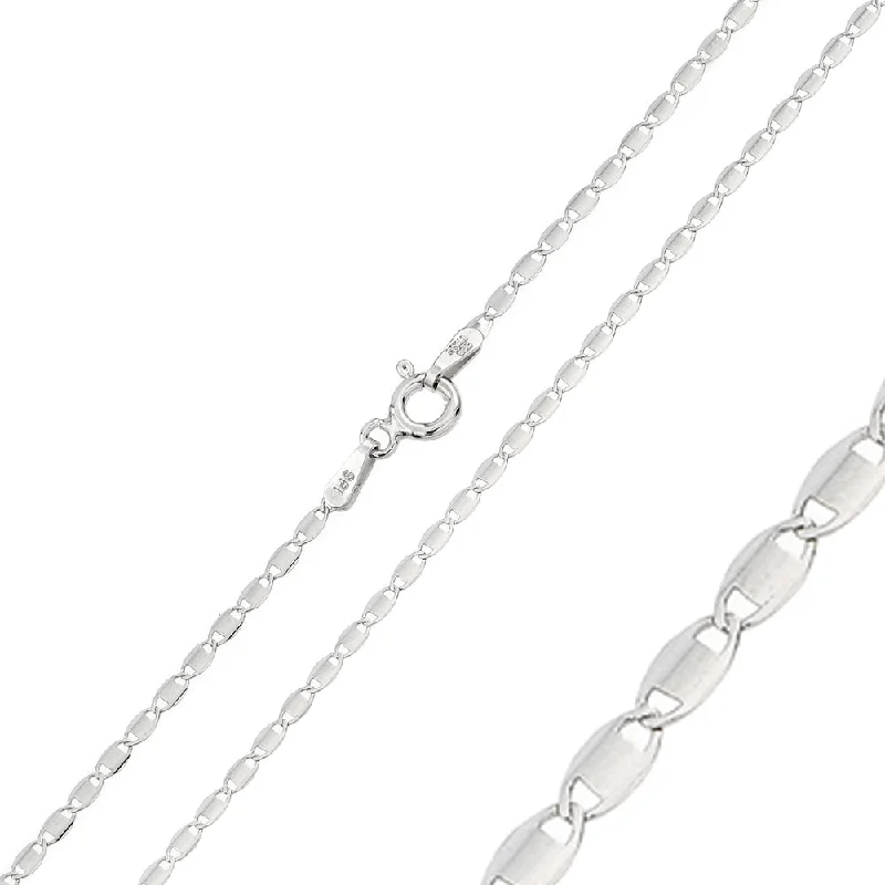 Women’s adjustable necklaces-Sterling Silver 925 Rhodium Plated Confetti 030 Chain 1.6mm