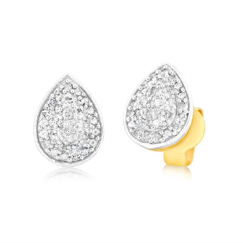 Women’s drop earrings-1/4Carat Pear Shaped Diamond Earring in 9ct Yellow Gold