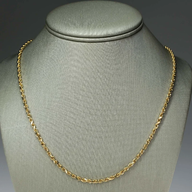 Women’s chokers with pendants-3mm Wide 24" Rope Chain in 14K Yellow Gold - 20.0 grams