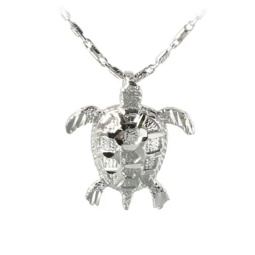 Women’s royal sapphire necklaces-14K White Gold Honu (Hawaiian Turlte) Pendant (Chain Sold Separately)