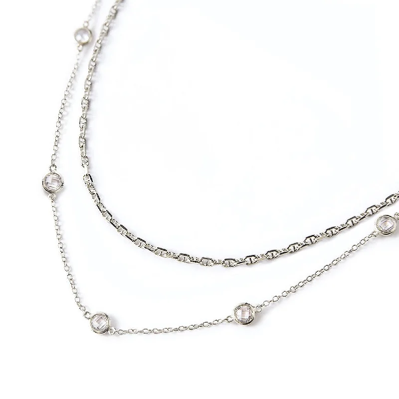 Women’s charm and bead necklaces-Marina Crystal Chain Layered Duo