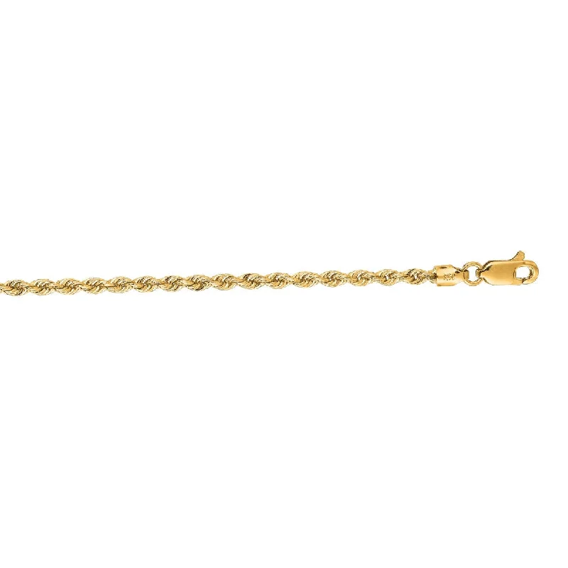 14kt 20" Yellow Gold 2.5mm Diamond Cut Solid Rope Chain with Lobster Clasp SR018-20