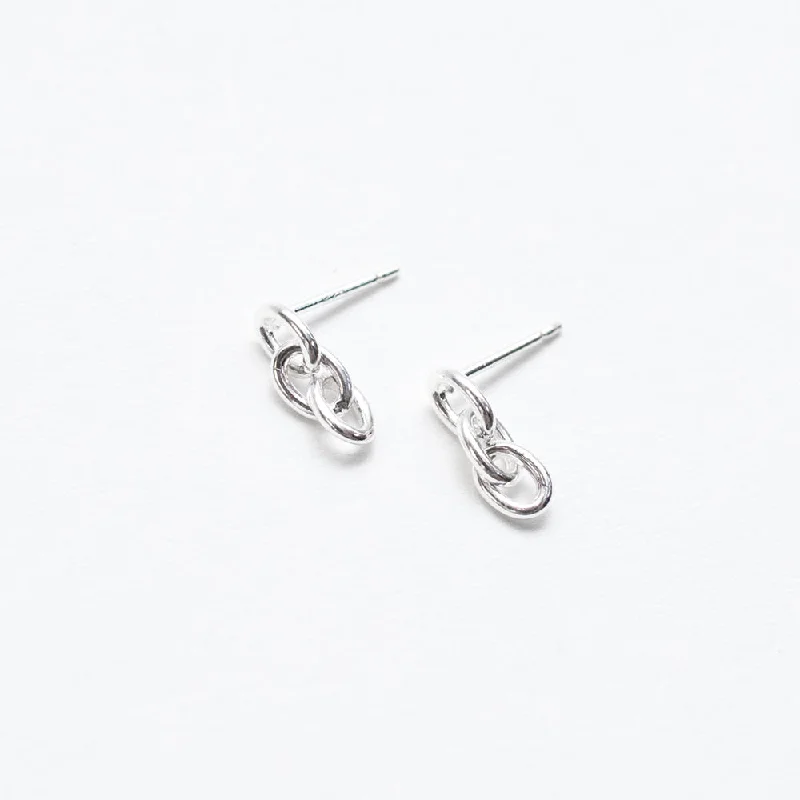 Women’s unique necklaces-Silver Oval Chain Link Studs