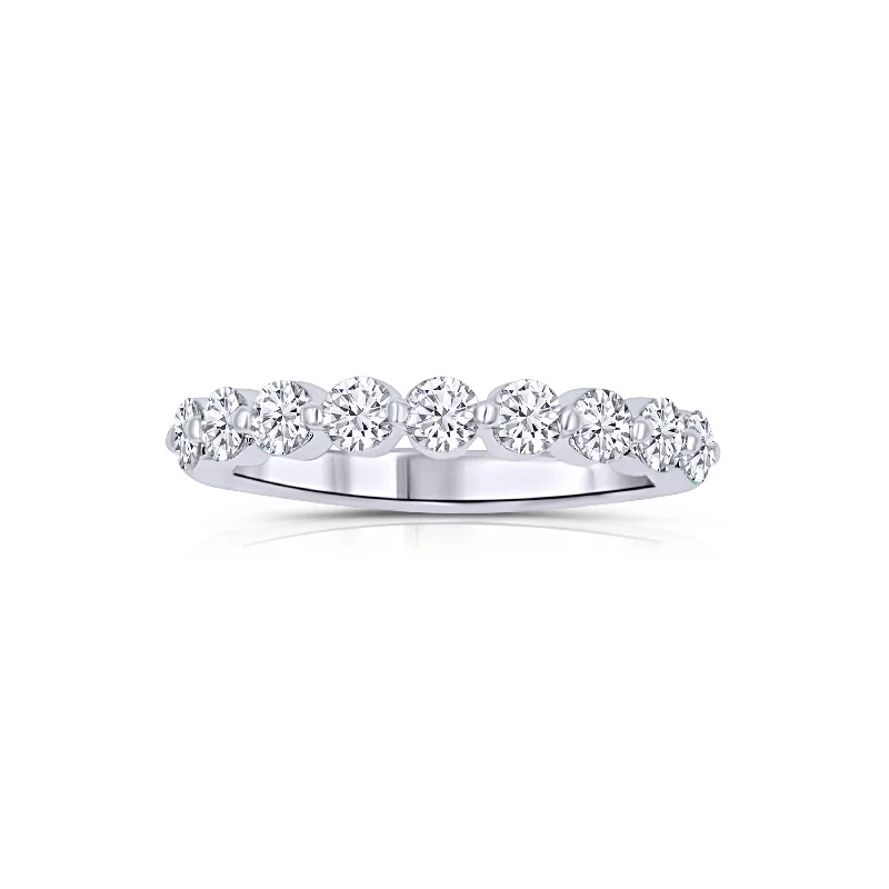 14K White Gold Round Diamond Single Prong Band