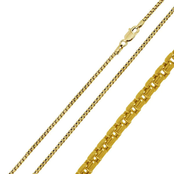 Women’s rhinestone necklaces-Silver 925 Gold Plated Round Box Chain 2.1mm