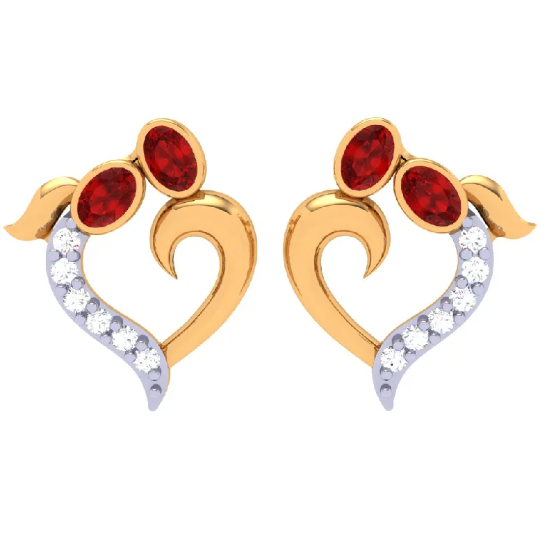 Women’s heart-shaped earrings-18k Diamond Studded Gold Earring For Your Women