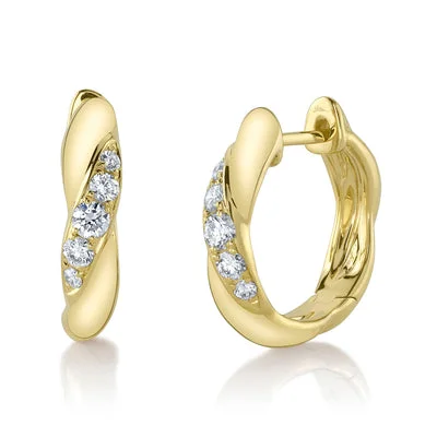 Women’s engagement earrings-0.23CT DIAMOND HUGGIE EARRING