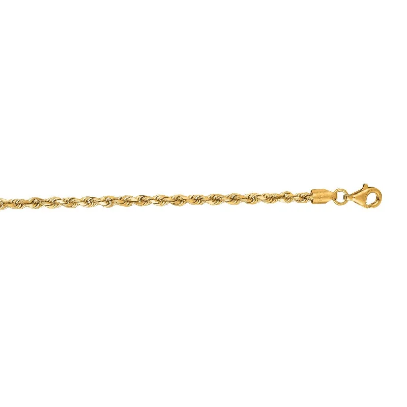 14kt 22" Yellow Gold Shiny Solid Diamond Cut Royal Rope Chain with Lobster Clasp ROY021-22