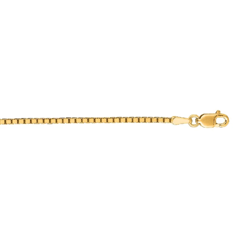 Women’s cross necklaces-14kt 30" Yellow Gold Shiny Classic Box Chain with Lobster Clasp BOX073-30