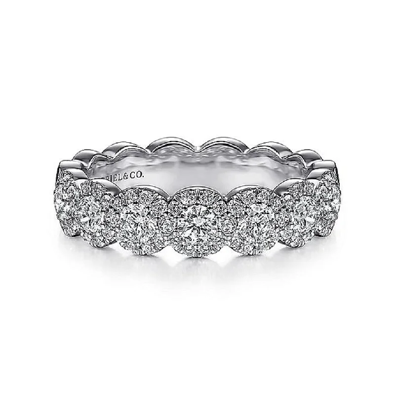 Gabriel & Co. 14K White Gold Round Diamond Halo Anniversary Band - 0.95 ct