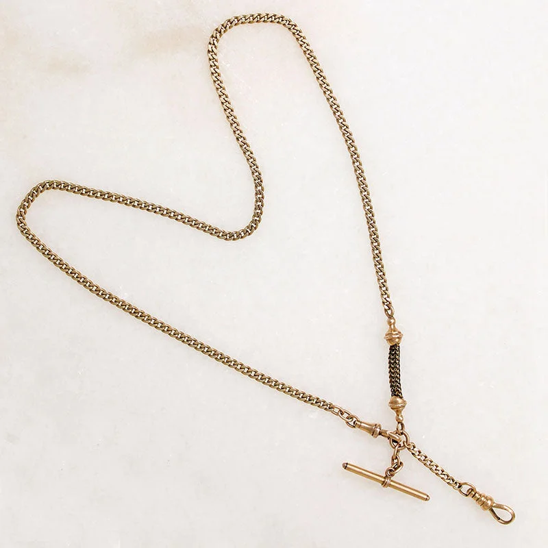 Women’s birthstone pendant necklaces-Curb & Foxtail 14k Gold Married Chain by Ancient Influences