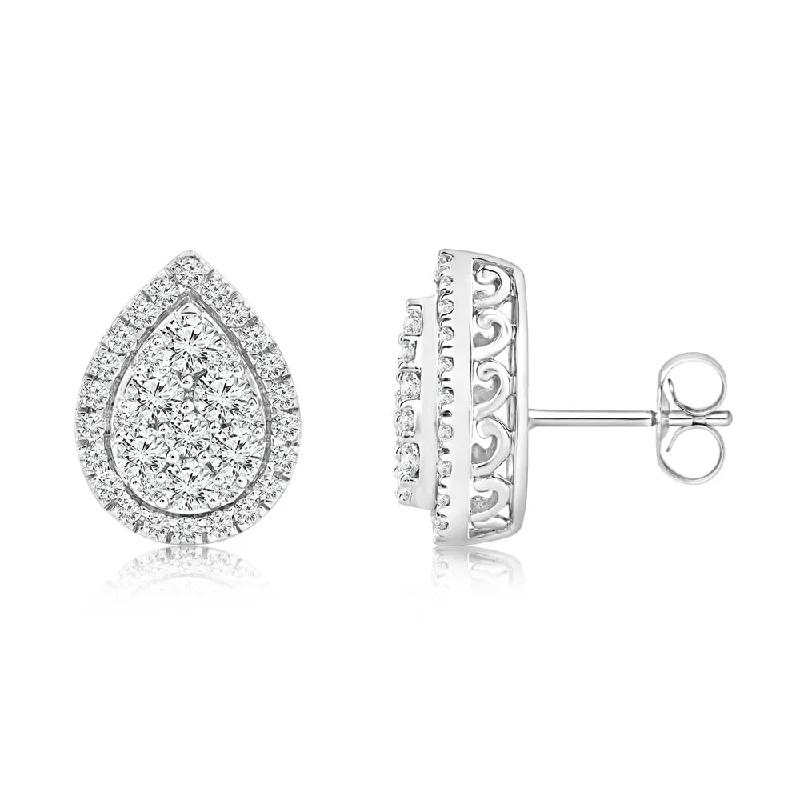 Women’s silver earrings-0.95 Carat Diamond Pear Shape Stud Earring