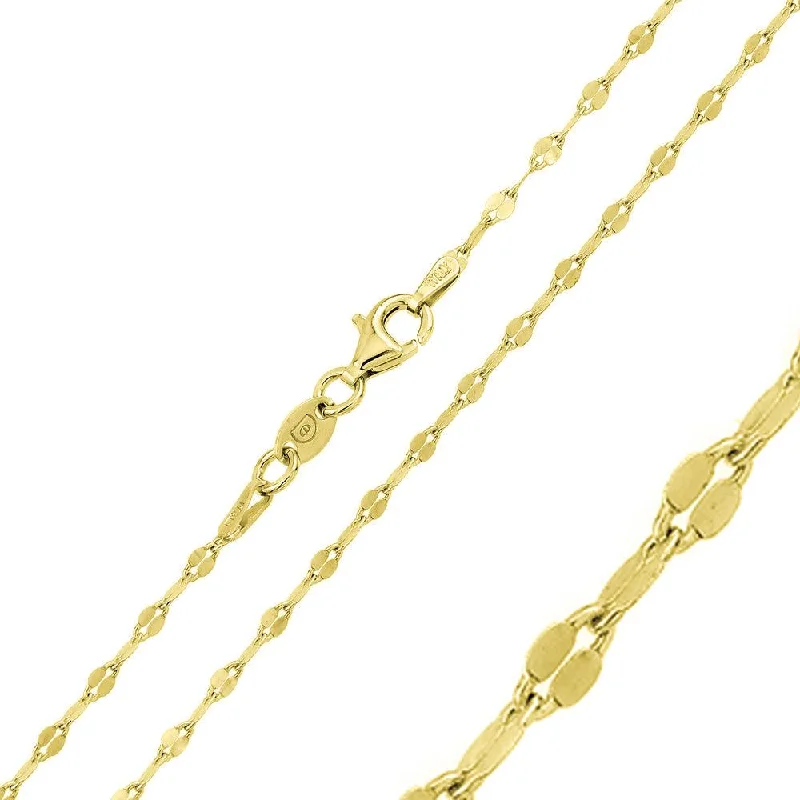 Women’s floral necklaces-Silver 925 Gold Plated Flat Confetti Chain 2mm - CH356 GP