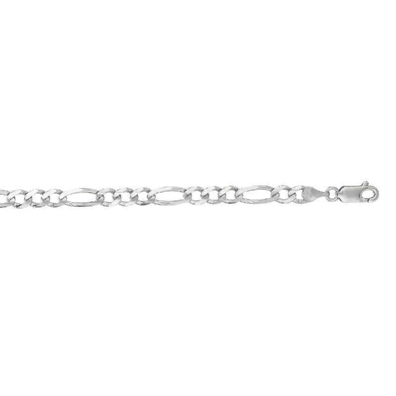 14kt 18" White Gold Diamond Cut Alternate 3+1 Classic Figaro Chain with Lobster Clasp  WFIG120-18