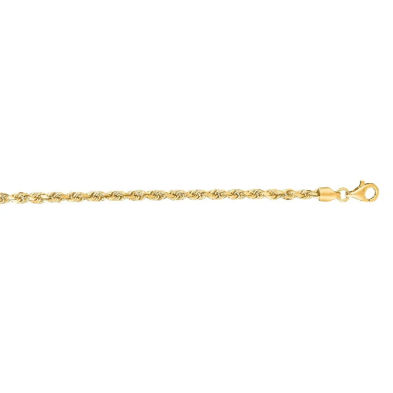 14kt 16" Yellow Gold Shiny Solid Diamond Cut Royal Rope Chain with Lobster Clasp ROY023-16