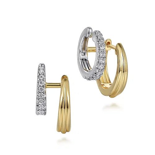 Women’s geometric earrings-14K Y Gold 0.41ctw Diamond Huggie Cuff Earring