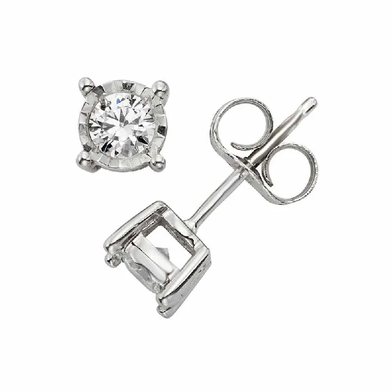 Miracle Studs 14k White Gold Diamond Solitaire Earrlings 0.33cttw EROO969-W4WMP-IN