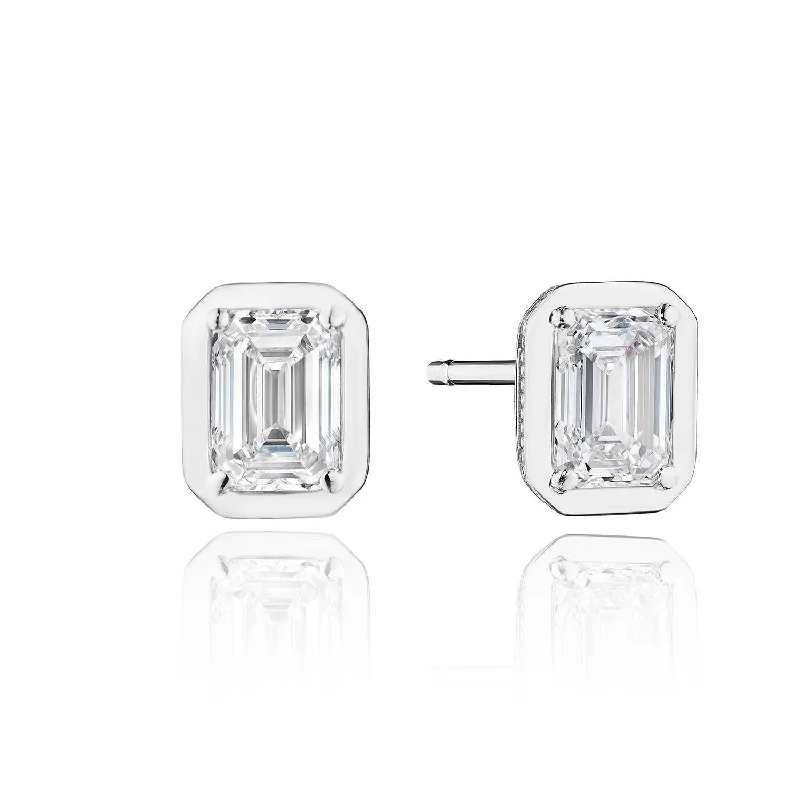 Women’s solid gold earrings-TACORI Allure | Emerald Diamond Stud Earring - 1ct FE823EC55X4LD