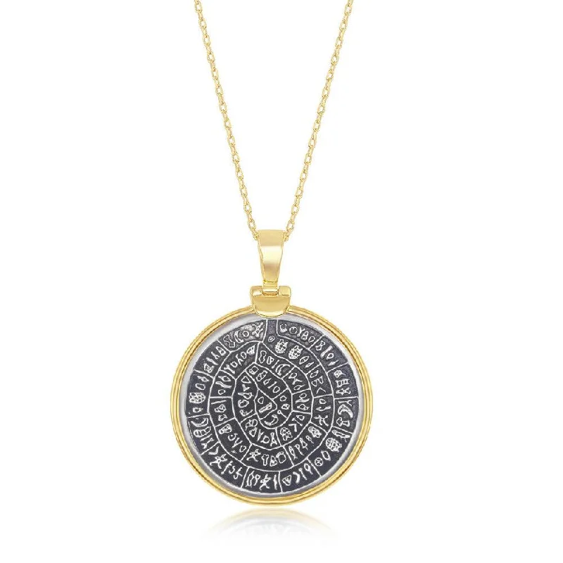 Women’s statement necklaces-Sterling Silver Phaistos-Replica Coin Pendant With Chain - Gold Plated