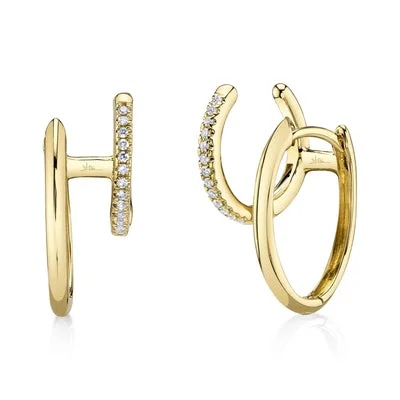 Women’s evening earrings-0.07CT DIAMOND DOUBLE HUGGIE EARRING