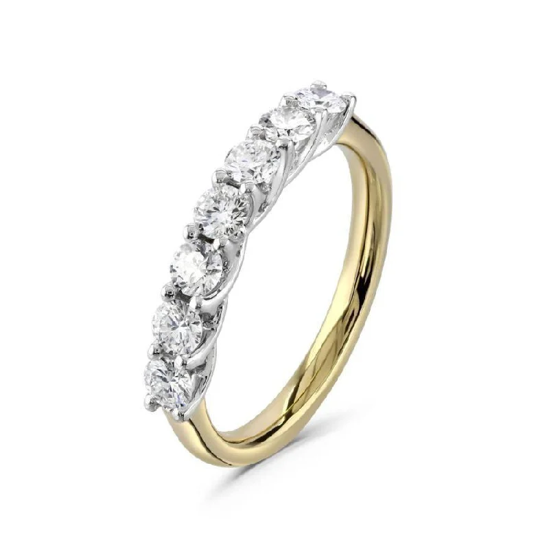 0.74ct 7-Round Brilliant Cut Diamond Claw Set 18ct Yellow Gold & Platinum Eternity Band