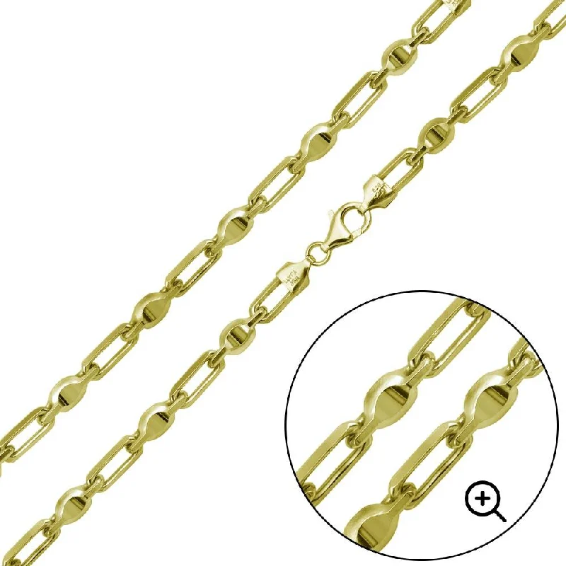 Women’s long necklaces-Silver Gold Plated Heshe Max Chain 6mm - CH477 GP