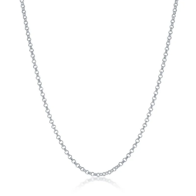 Women’s heart-shaped gold necklaces-Sterling Silver 1.5mm Rolo Chain - Silver Plated